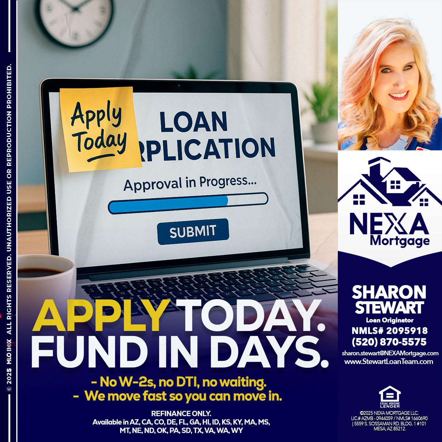 APPLY TODAY - Sharon Stewart -Mortgage Loan Originator