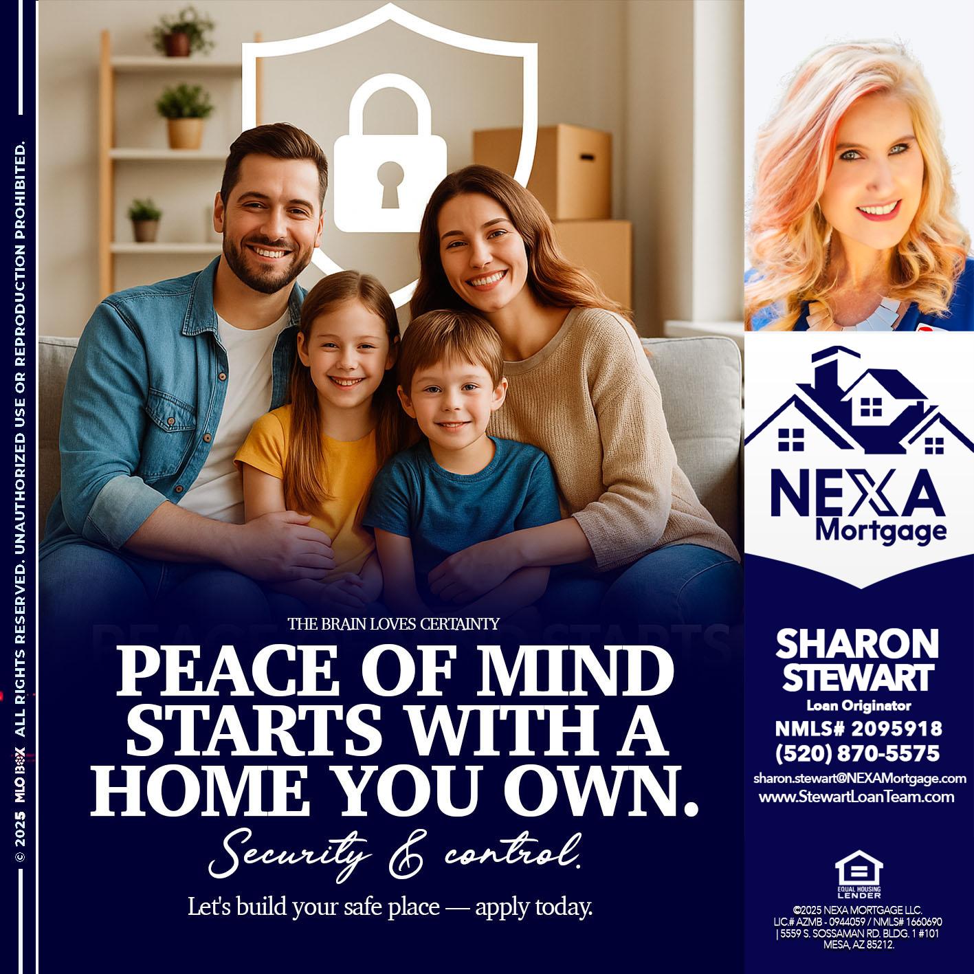 peace of mind - Sharon Stewart -Mortgage Loan Originator