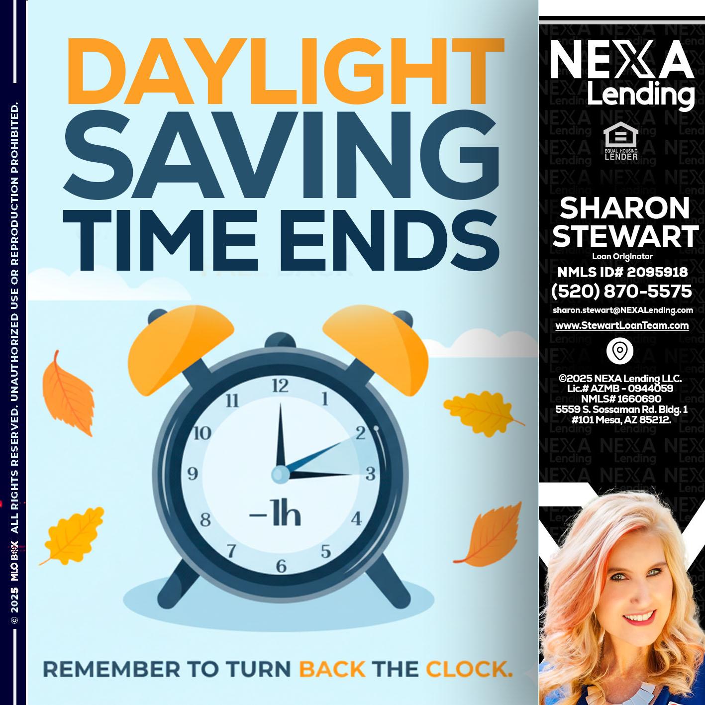 daylight saving - Sharon Stewart -Mortgage Loan Originator