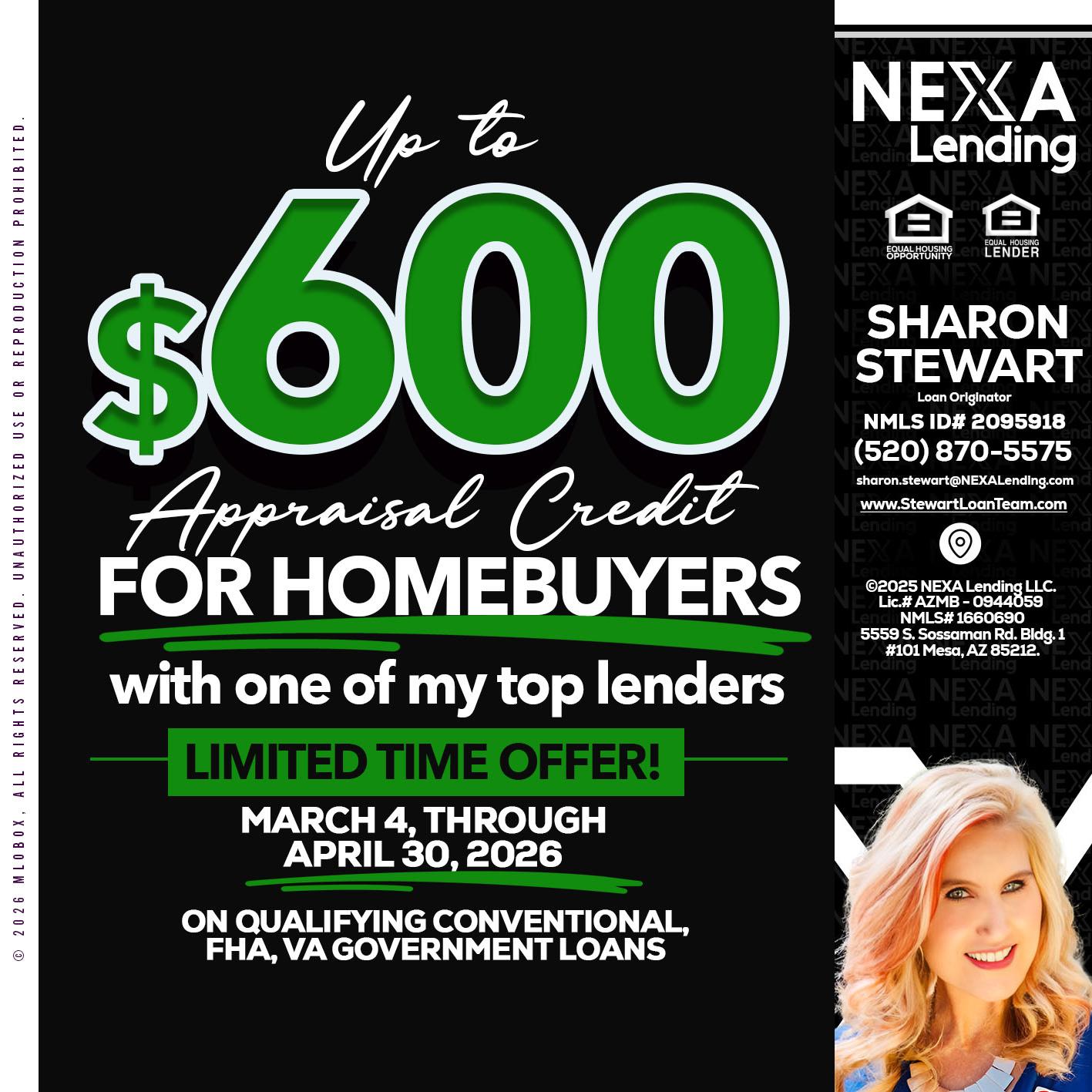 up to $600 - Sharon Stewart -Mortgage Loan Originator