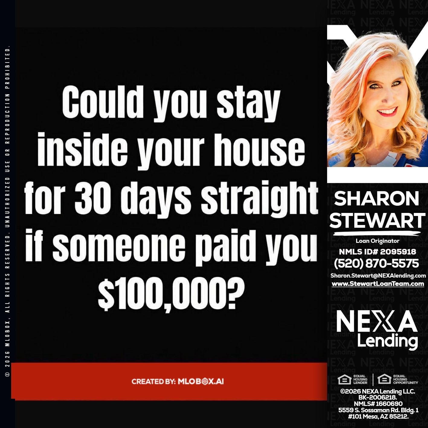 COULD YOU STAY - Sharon Stewart -Mortgage Loan Originator