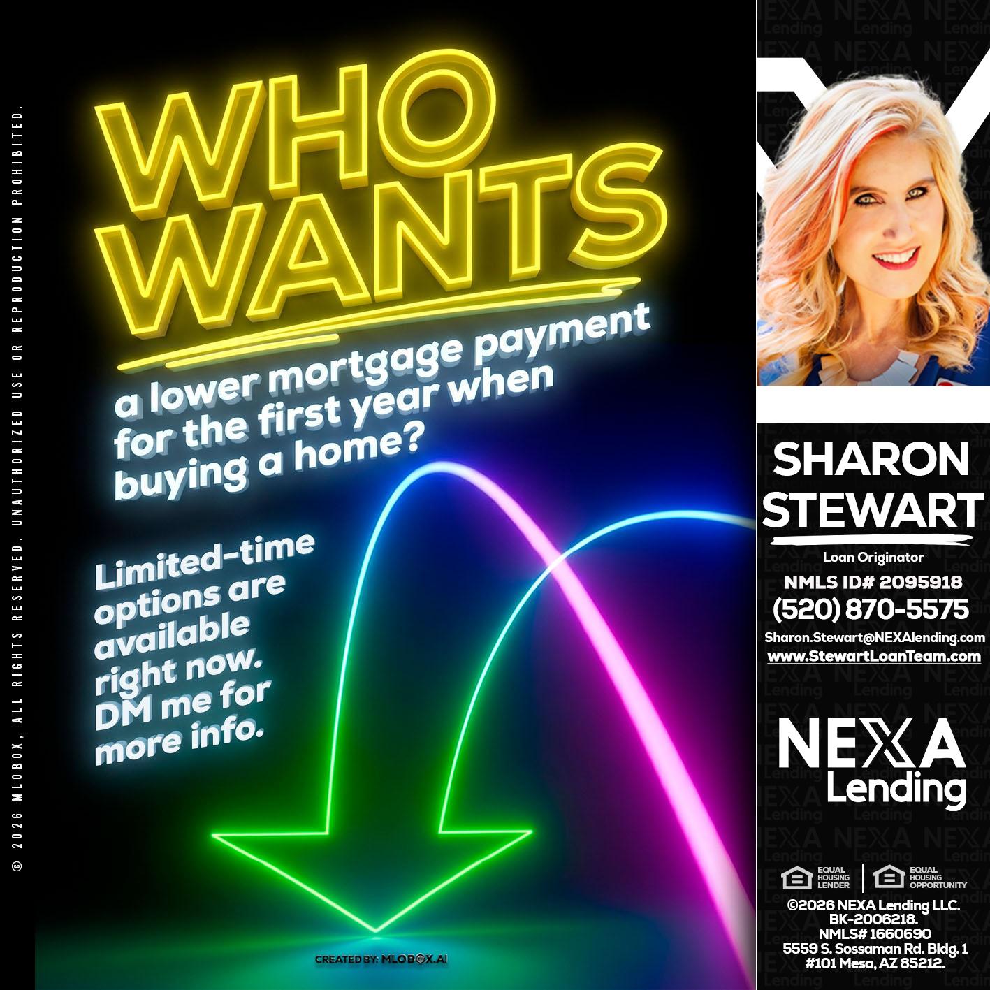 WHO WANTS - Sharon Stewart -Mortgage Loan Originator