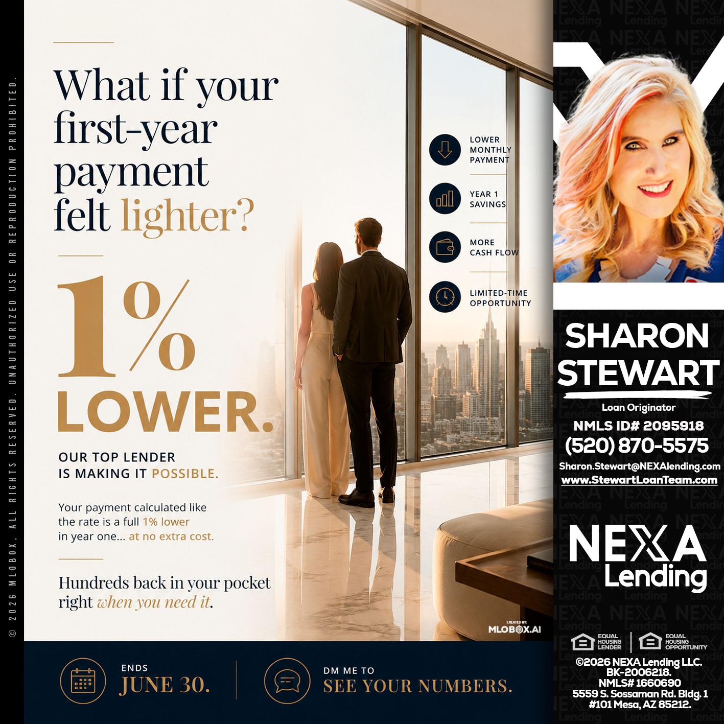 1% lower - Sharon Stewart -Mortgage Loan Originator