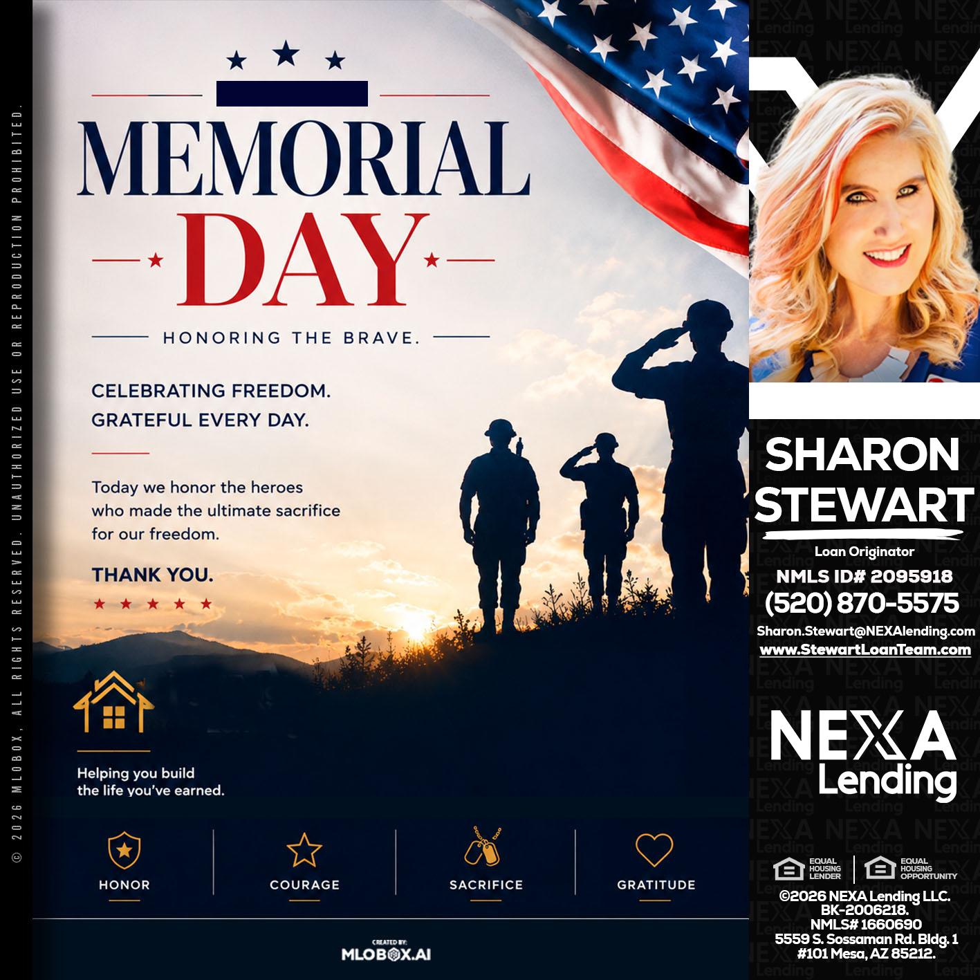 MEMORIAL DAY - Sharon Stewart -Mortgage Loan Originator