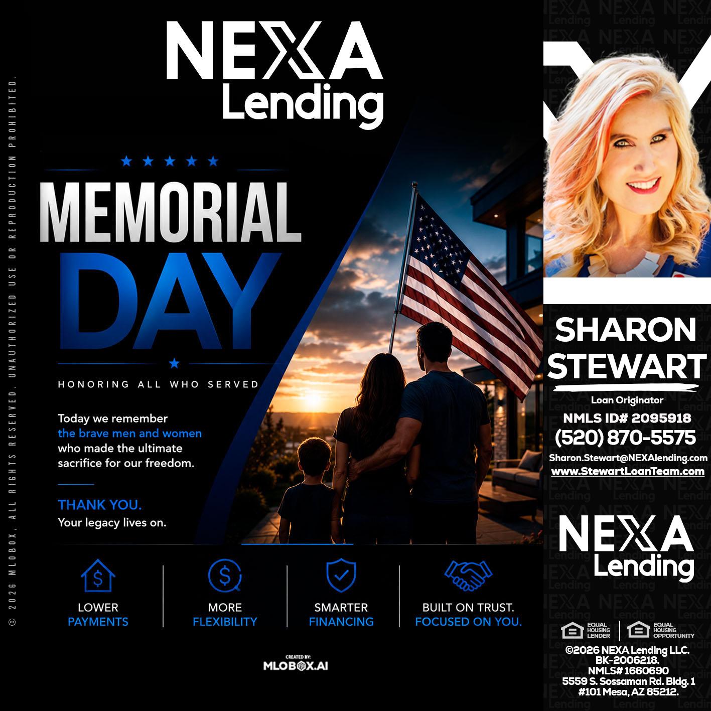 MEMORIAL DAY - Sharon Stewart -Mortgage Loan Originator