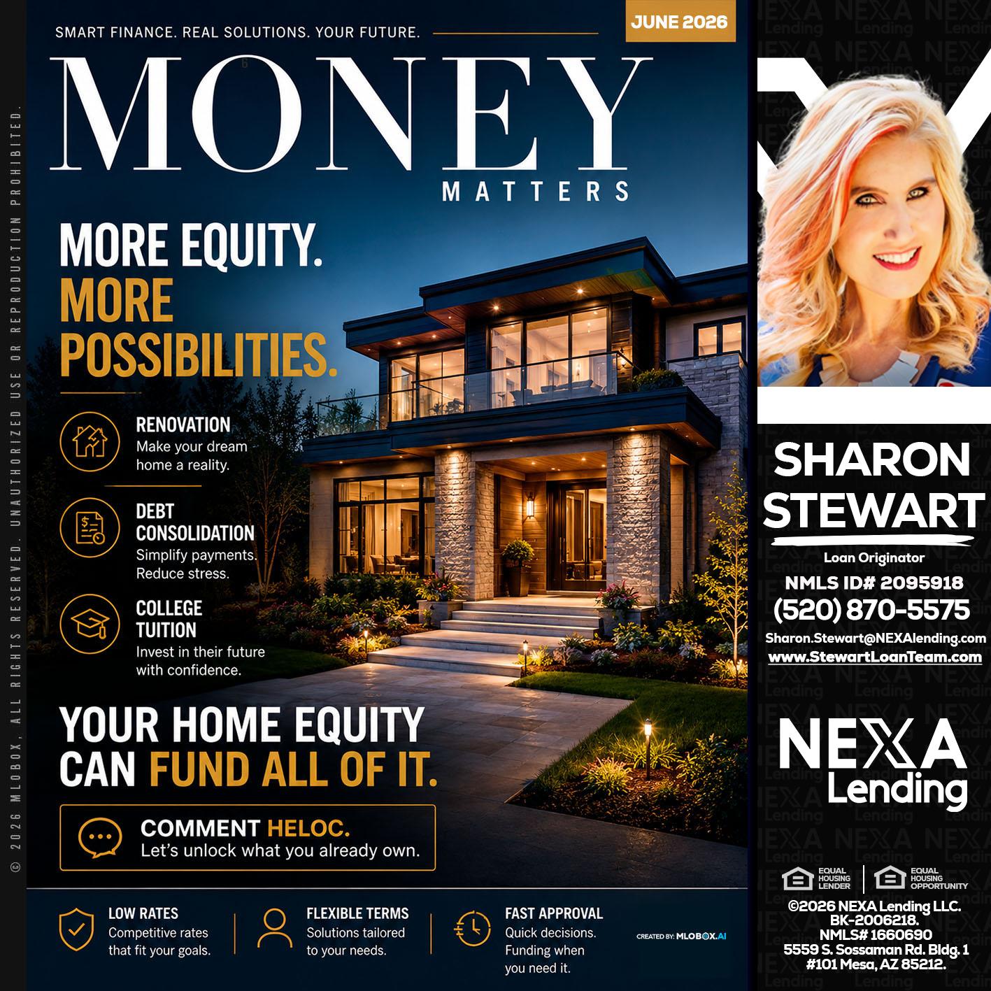 MONEY MATTERS - Sharon Stewart -Mortgage Loan Originator