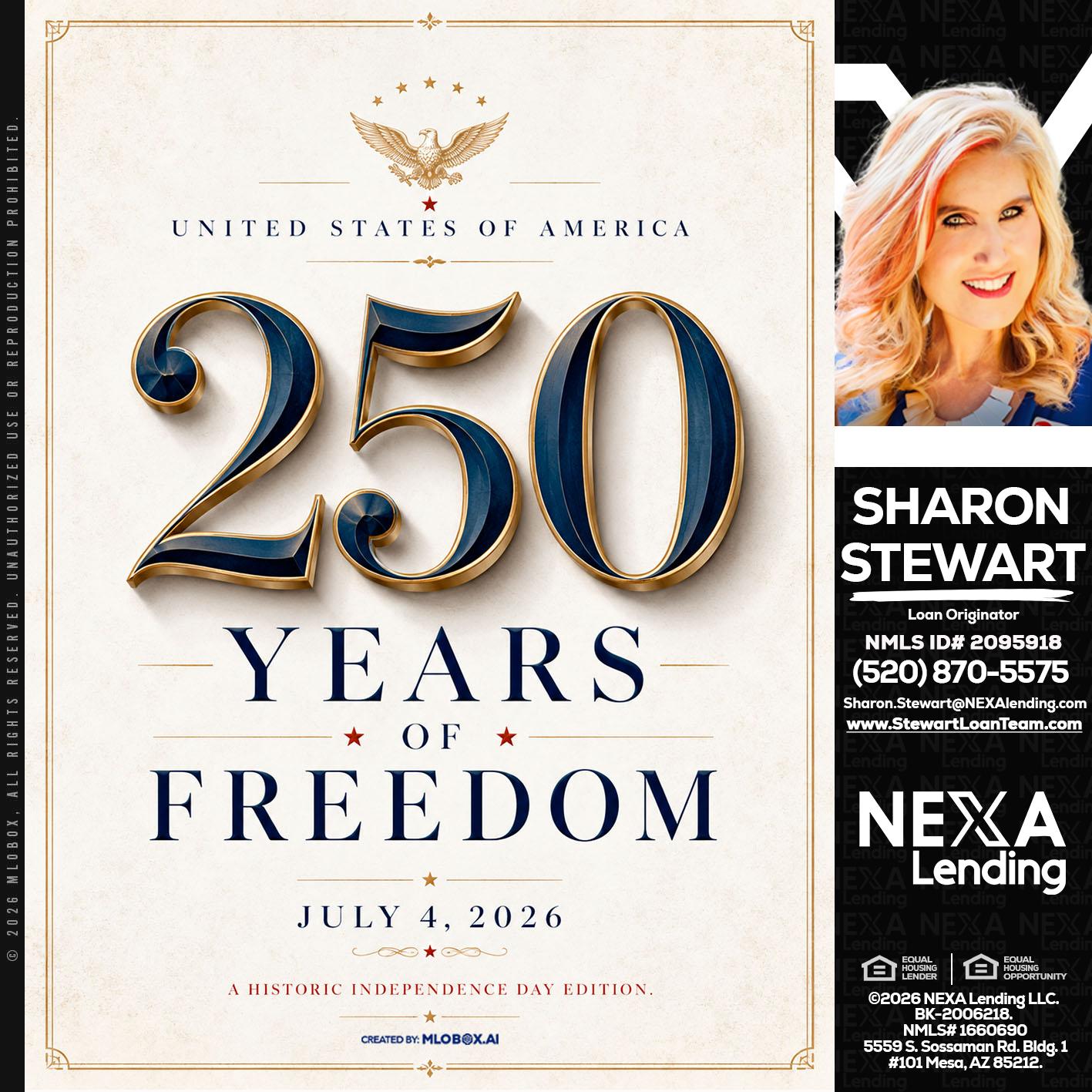 250 YEARS - Sharon Stewart -Mortgage Loan Originator