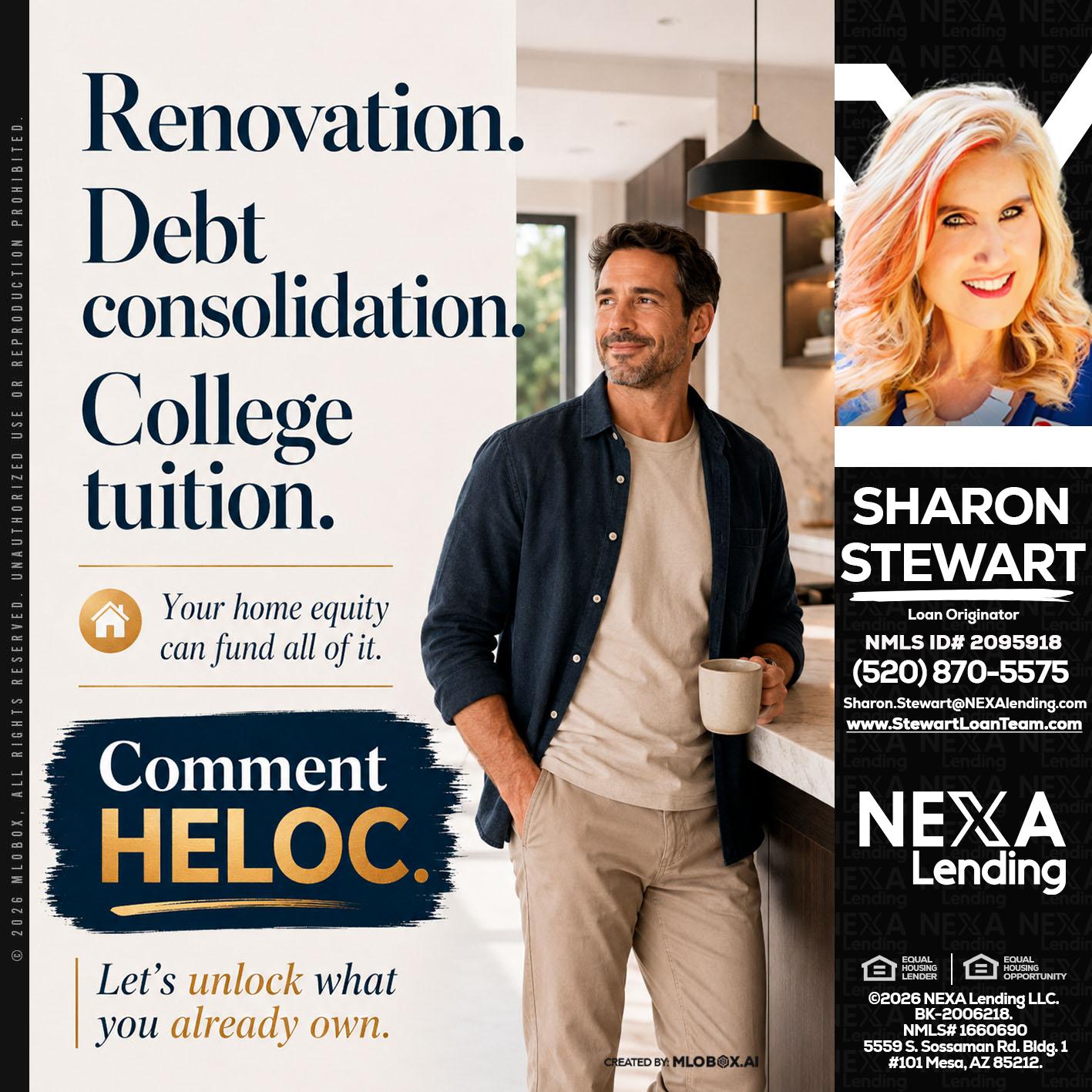 RENOVATION DEBT - Sharon Stewart -Mortgage Loan Originator